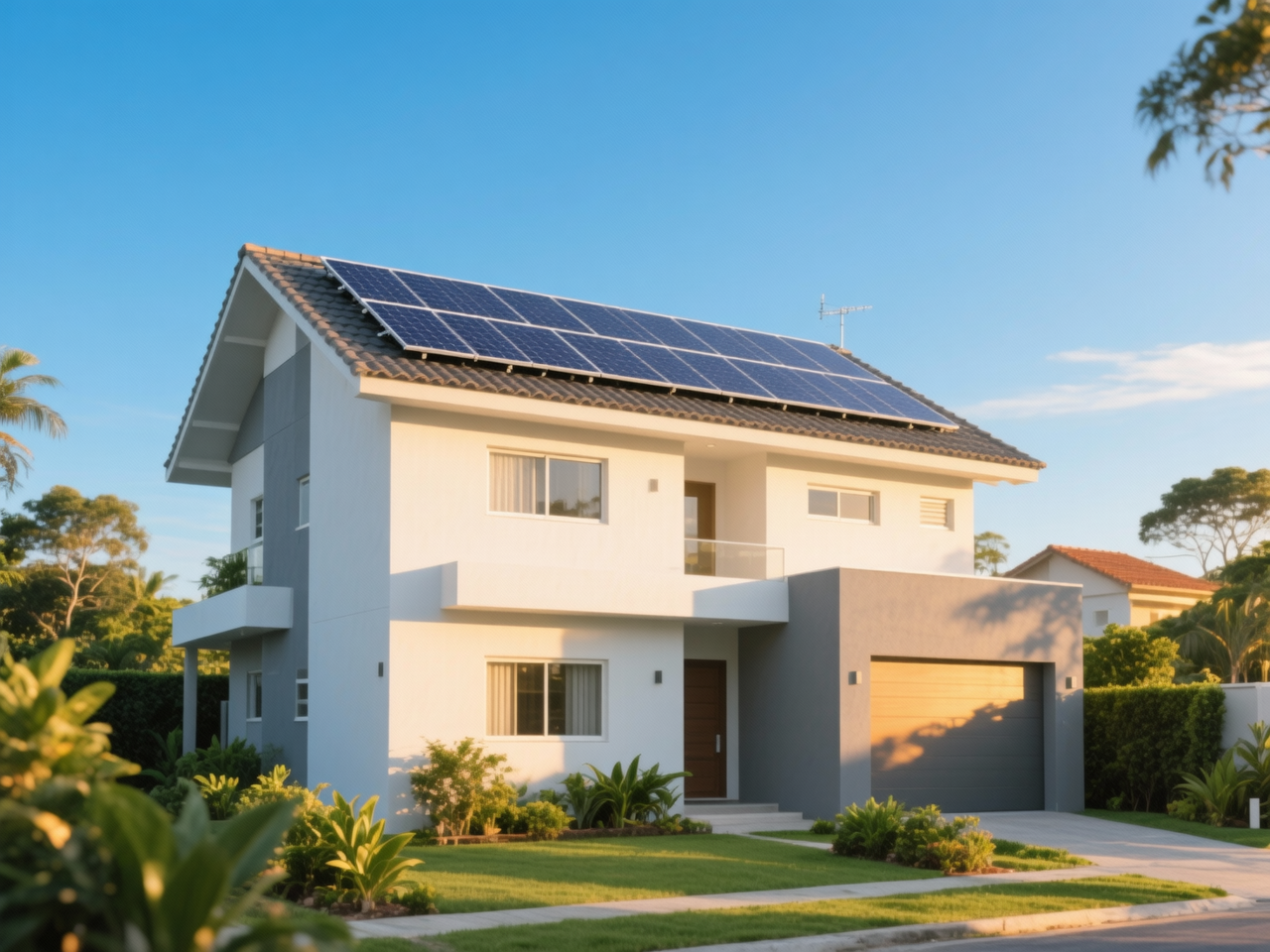 Simulação residencial com painéis solares