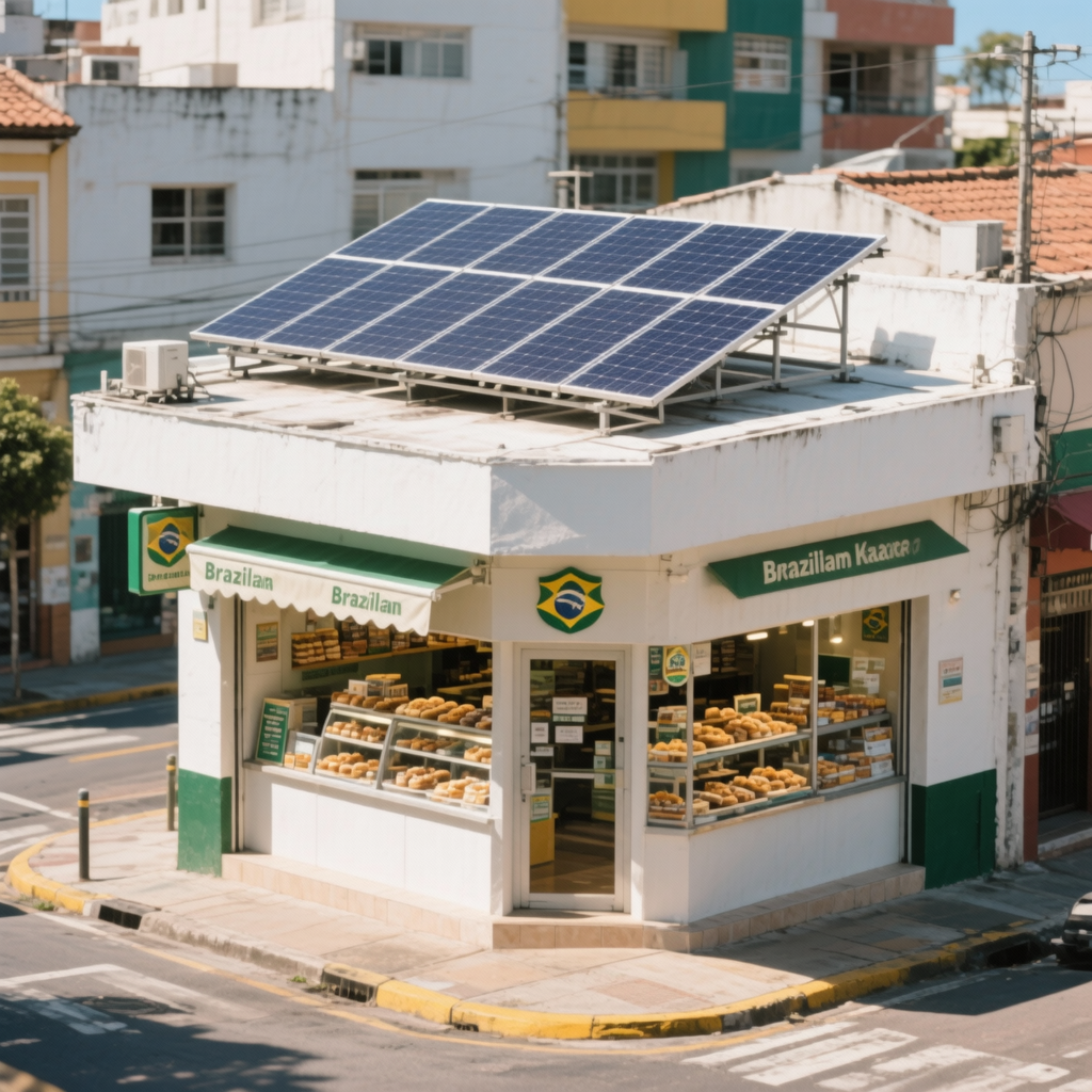 Simulação de comércio com sistema fotovoltaico